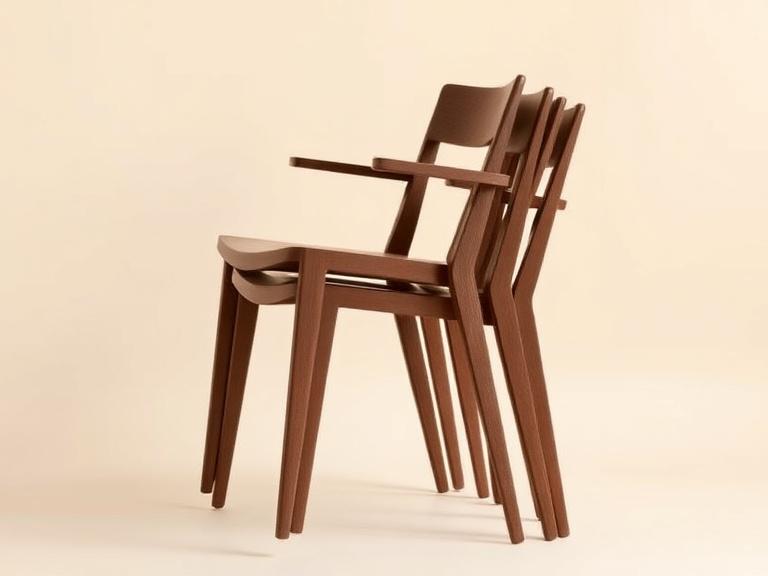 Stackable cafe chairs in dark oak