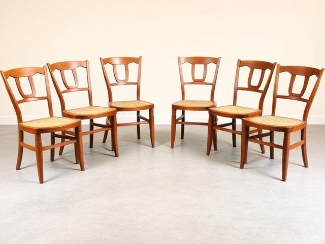 A set of six Merbau Side dining chairs in oak finish