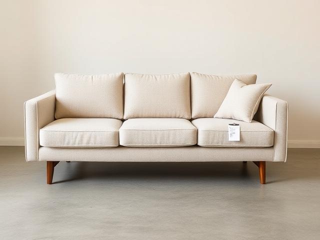 A floor-stock Tenang Three-Seat sofa in oat linen